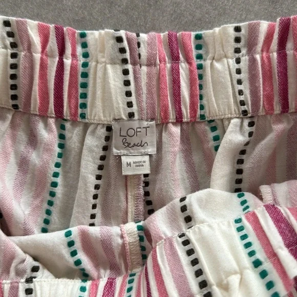 LOFT Beach Striped Pull-On Smocked Wide Leg Pants - Size M - Picture 7 of 9